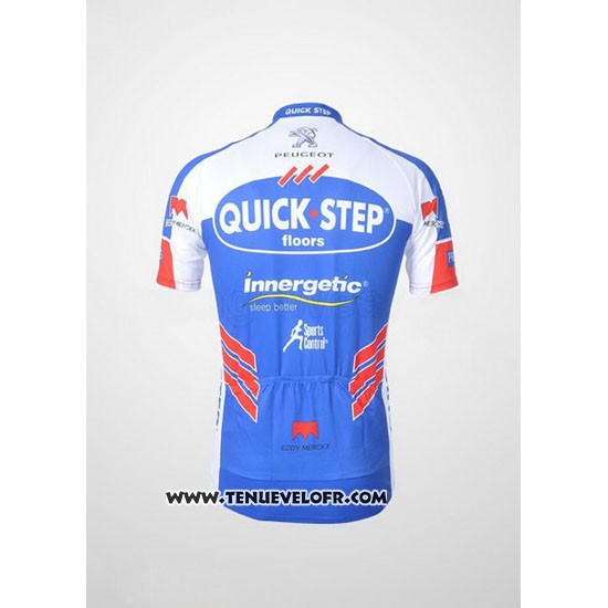 2011 Maillot Ciclismo Quick Step Floor Blanc et Azur Manches Courtes et Cuissard